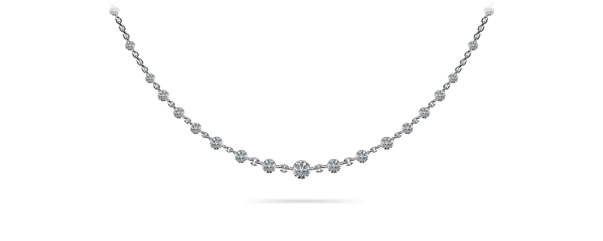 Graduated Diamond And Chain Link Lab - Grown Diamond Necklace with 4.05 ct.(finished) 3.5mm, 4mm, 4.5mm - Luxury Time NYC